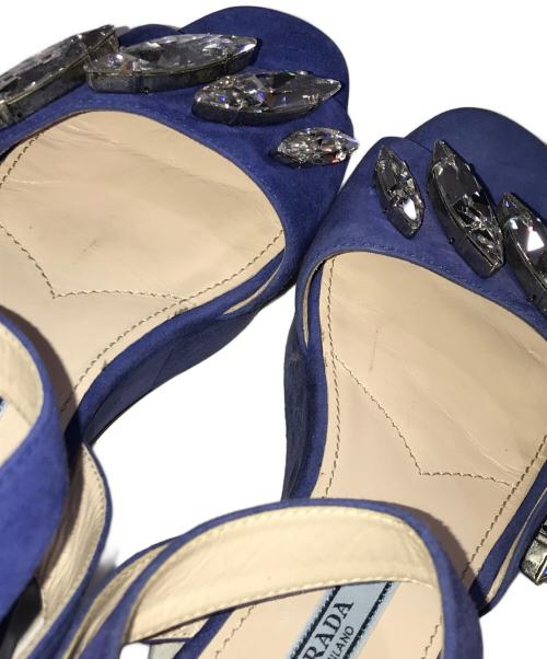 PRADA（プラダ）PRADA (プラダ) ビジュースウェードサンダル ブルー サイズ:36 1/2の古着・服飾アイテム