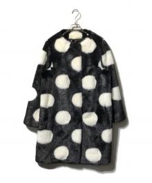 Kate Spade（ケイトスペード）の古着「ビッグドットエコファーコート」｜ホワイト×ブラック