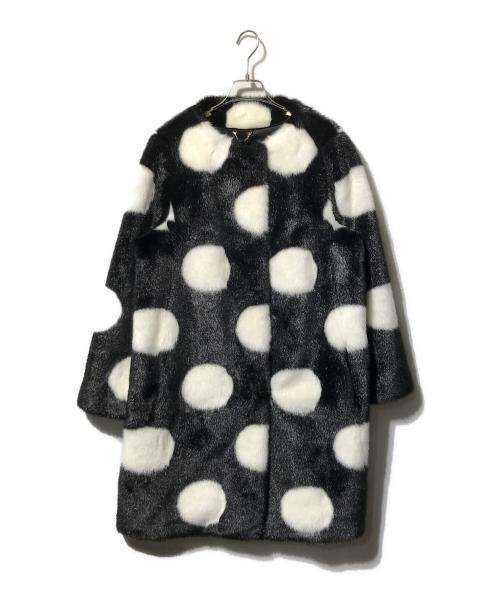 Kate Spade（ケイトスペード）Kate Spade (ケイトスペード) ビッグドットエコファーコート ホワイト×ブラック サイズ:12の古着・服飾アイテム
