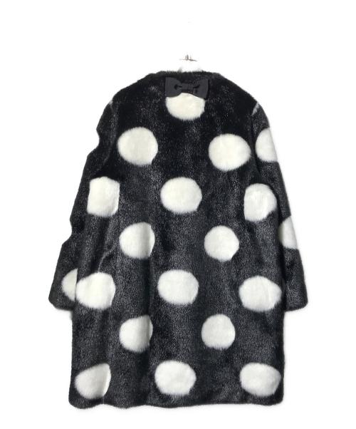 Kate Spade（ケイトスペード）Kate Spade (ケイトスペード) ビッグドットエコファーコート ホワイト×ブラック サイズ:12の古着・服飾アイテム