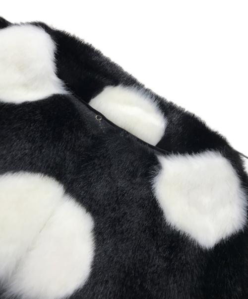 Kate Spade（ケイトスペード）Kate Spade (ケイトスペード) ビッグドットエコファーコート ホワイト×ブラック サイズ:12の古着・服飾アイテム