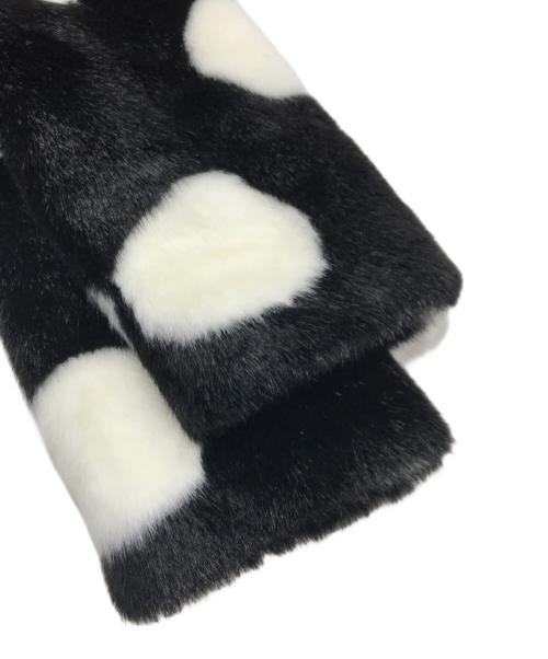 Kate Spade（ケイトスペード）Kate Spade (ケイトスペード) ビッグドットエコファーコート ホワイト×ブラック サイズ:12の古着・服飾アイテム