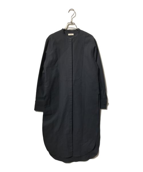 DES PRES（デ プレ）DES PRES (デ プレ) ハイカウントピケ ブザムシャツワンピース ネイビー サイズ:FREEEの古着・服飾アイテム