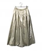 BALLSEYボールジィ）の古着「シャイニーコーティング ギャザーヨークロングスカート」｜ゴールド