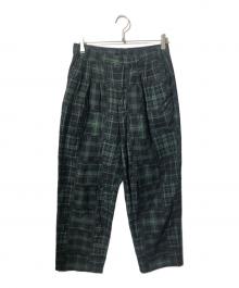 WHITE MOUNTAINEERING（ホワイトマウンテ二アニング）の古着「CHECK JACQUARD TAPERED EASY PANTS」｜グリーン×ブラック