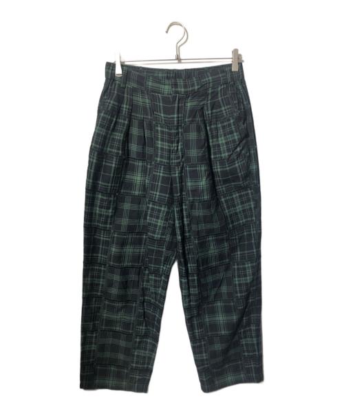 WHITE MOUNTAINEERING（ホワイトマウンテ二アニング）WHITE MOUNTAINEERING (ホワイトマウンテ二アニング) CHECK JACQUARD TAPERED EASY PANTS グリーン×ブラック サイズ:2の古着・服飾アイテム