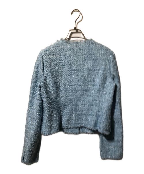 LANVIN COLLECTION（ランバンコレクション）LANVIN COLLECTION (ランバンコレクション) ツイードノーカラージャケットセットアップ ブルー サイズ:40の古着・服飾アイテム