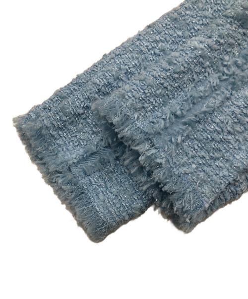 LANVIN COLLECTION（ランバンコレクション）LANVIN COLLECTION (ランバンコレクション) ツイードノーカラージャケットセットアップ ブルー サイズ:40の古着・服飾アイテム