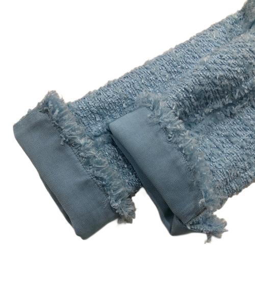 LANVIN COLLECTION（ランバンコレクション）LANVIN COLLECTION (ランバンコレクション) ツイードノーカラージャケットセットアップ ブルー サイズ:40の古着・服飾アイテム