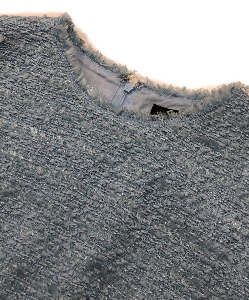 LANVIN COLLECTION（ランバンコレクション）LANVIN COLLECTION (ランバンコレクション) ツイードノーカラージャケットセットアップ ブルー サイズ:40の古着・服飾アイテム