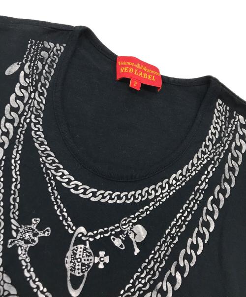 Vivienne Westwood RED LABEL（ヴィヴィアンウエストウッドレッドレーベル）Vivienne Westwood RED LABEL (ヴィヴィアンウエストウッドレッドレーベル) チェーンプリントカットソー/ノースリーブカットソー ブラック サイズ:2の古着・服飾アイテム