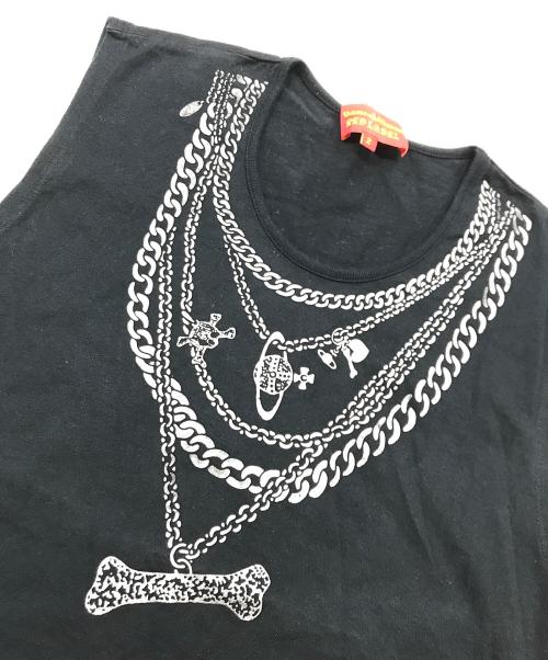 Vivienne Westwood RED LABEL（ヴィヴィアンウエストウッドレッドレーベル）Vivienne Westwood RED LABEL (ヴィヴィアンウエストウッドレッドレーベル) チェーンプリントカットソー/ノースリーブカットソー ブラック サイズ:2の古着・服飾アイテム