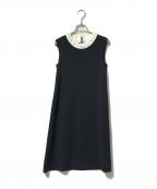 FOXEYフォクシー）の古着「ニットノースリーブワンピース」｜ブラック×ホワイト