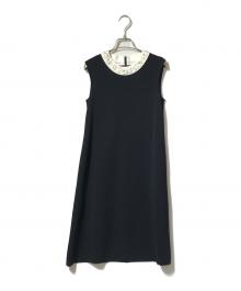 FOXEY（フォクシー）の古着「ニットノースリーブワンピース」｜ブラック×ホワイト