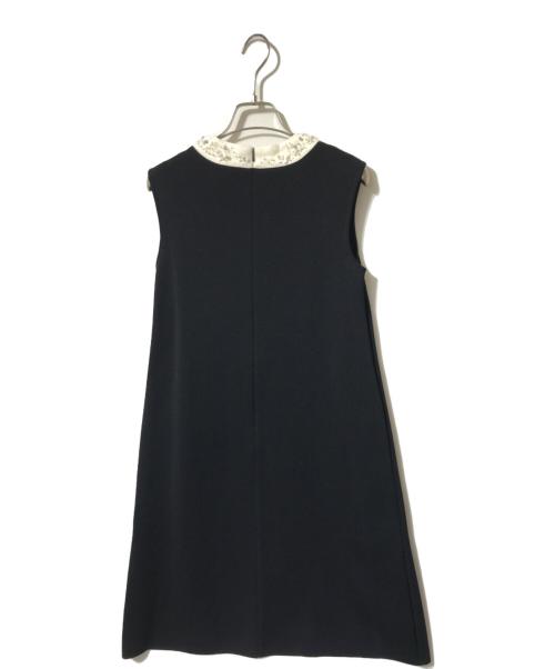 FOXEY（フォクシー）FOXEY (フォクシー) ニットノースリーブワンピース ブラック×ホワイト サイズ:38の古着・服飾アイテム