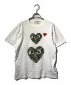 PLAY COMME des GARCONSプレイコムデギャルソン）の古着「ハートワッペンTシャツ/クルーネック半袖Tシャツ」｜ホワイト