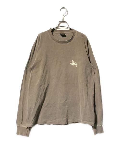stussy（ステューシー）stussy (ステューシー) 両面プリントロングスリーブカットソー/クルーネックカットソー ブラウン サイズ:Lの古着・服飾アイテム