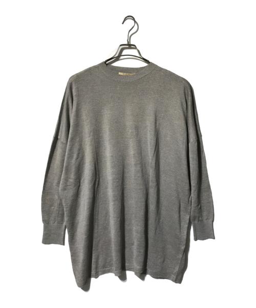 Curensology（カレンソロジー）Curensology (カレンソロジー) リネンクルーネックニットチュニック グレー サイズ:Fの古着・服飾アイテム