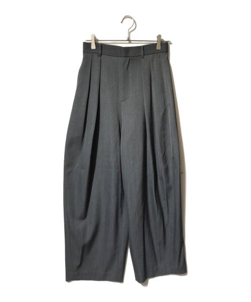 Curensology（カレンソロジー）Curensology (カレンソロジー) ドスキンツータックパンツ/ハイウエストパンツ グレー サイズ:38の古着・服飾アイテム