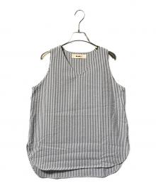 IENA（イエナ）の古着「シアサッカータンクトップ/ノースリーブブラウス」｜グレー×ホワイト