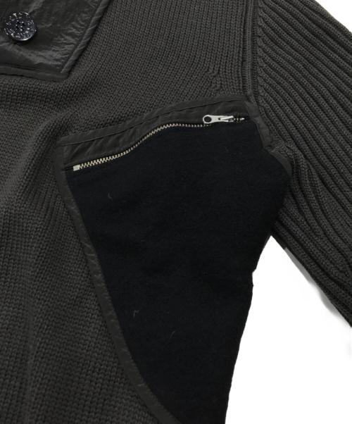 STONE ISLAND（ストーンアイランド）STONE ISLAND (ストーンアイランド) 切替ニットパーカー グレー サイズ:Sの古着・服飾アイテム