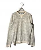 STONE ISLANDストーンアイランド）の古着「ベイジコットンライトウェイトニット/柄ニット」｜ホワイト×ブラック