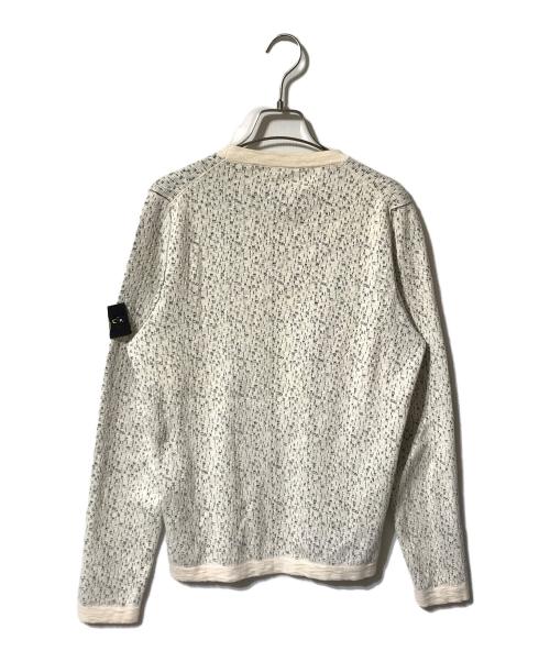STONE ISLAND（ストーンアイランド）STONE ISLAND (ストーンアイランド) ベイジコットンライトウェイトニット/柄ニット ホワイト×ブラック サイズ:Sの古着・服飾アイテム
