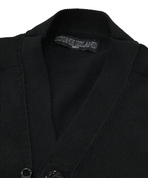 STONE ISLAND（ストーンアイランド）STONE ISLAND (ストーンアイランド) Ｖネックジップカーディガン ブラック サイズ:Sの古着・服飾アイテム
