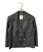 CHANELシャネル）の古着「金釦ダブルジャケット/CHANEL/グレー/ショート丈」｜グレー