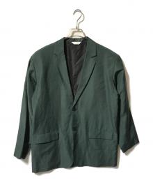 vainl archive（ヴァイナルアーカイブ）の古着「リネンミックステーラードジャケット/シングルブレスト」｜グリーン