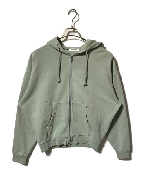 MONKEY TIME（モンキータイム）MONKEY TIME (モンキータイム) オゾンウォッシュ加工ジップパーカー/ダブルジップパーカー グリーン サイズ:Lの古着・服飾アイテム