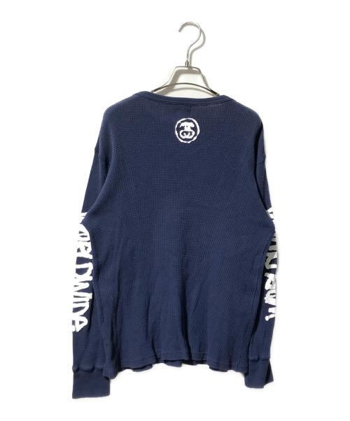 stussy（ステューシー）stussy (ステューシー) プリントサーマルカットソー/ロゴプリントカットソー ネイビー サイズ:Mの古着・服飾アイテム