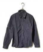 STONE ISLANDストーンアイランド）の古着「2WAY比翼シャツ/長袖シャツ/半袖シャツ」｜ネイビー×玉虫色