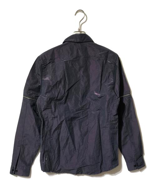 STONE ISLAND（ストーンアイランド）STONE ISLAND (ストーンアイランド) 2WAY比翼シャツ/長袖シャツ/半袖シャツ ネイビー×玉虫色 サイズ:Sの古着・服飾アイテム
