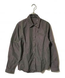 STONE ISLAND（ストーンアイランド）の古着「2WAY比翼シャツ/長袖シャツ/半袖シャツ」｜パープル × 玉虫色