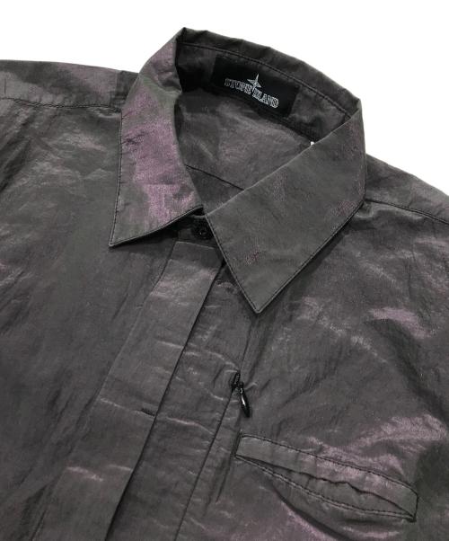 STONE ISLAND（ストーンアイランド）STONE ISLAND (ストーンアイランド) 2WAY比翼シャツ/長袖シャツ/半袖シャツ パープル × 玉虫色 サイズ:Sの古着・服飾アイテム
