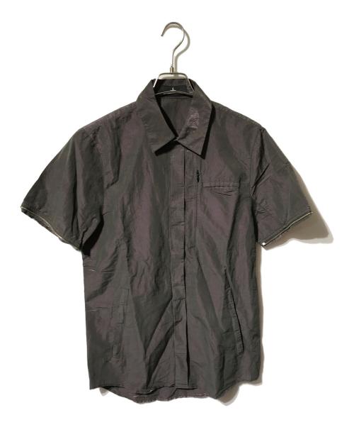 STONE ISLAND（ストーンアイランド）STONE ISLAND (ストーンアイランド) 2WAY比翼シャツ/長袖シャツ/半袖シャツ パープル × 玉虫色 サイズ:Sの古着・服飾アイテム