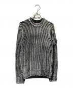 STONE ISLANDストーンアイランド）の古着「フロスト・カラー・コロージョン・プルオーバーニット/ラグランスリーブニット」｜ホワイト×ブラック