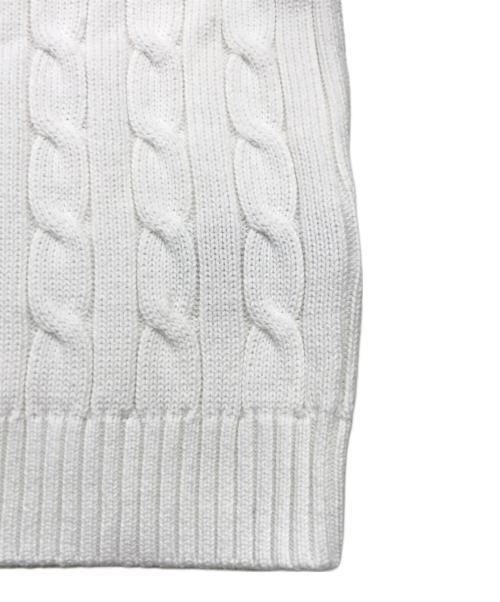 LAUREN RALPH LAUREN（ローレンラルフローレン）LAUREN RALPH LAUREN (ローレンラルフローレン) ショートスリーブケーブルニット/刺繍ロゴニット ホワイト サイズ:XSの古着・服飾アイテム