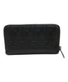 FENDI（フェンディ）の古着「エンボスロゴラウンドファスナーロングウォレット/長財布」｜ブラック