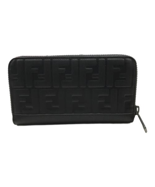 FENDI（フェンディ）FENDI (フェンディ) エンボスロゴラウンドファスナーロングウォレット/長財布 ブラックの古着・服飾アイテム