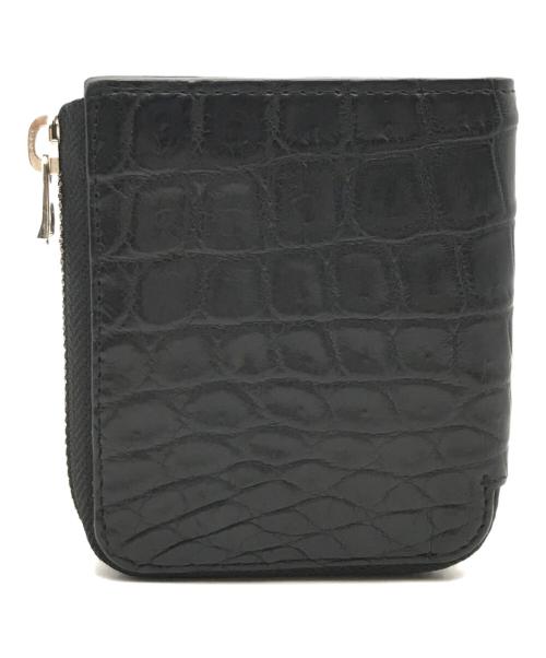 ITTI（イッチ）ITTI (イッチ) 型押しL字ファスナーウォレット/2つ折り財布 ブラックの古着・服飾アイテム