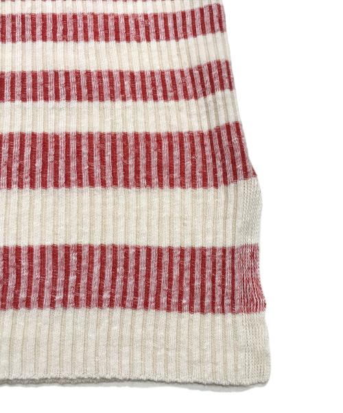 LOEWE（ロエベ）LOEWE (ロエベ) リネンボーダーニット レッド×ホワイト サイズ:Mの古着・服飾アイテム