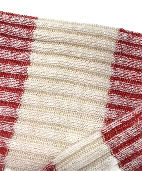 LOEWE（ロエベ）LOEWE (ロエベ) リネンボーダーニット レッド×ホワイト サイズ:Mの古着・服飾アイテム