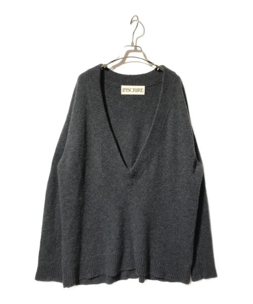 INSCRIRE（アンスクリア）INSCRIRE (アンスクリア) カシミヤ deep Vネックニット グレー サイズ:Mの古着・服飾アイテム