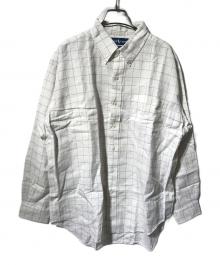 RALPH LAUREN（ラルフローレン）の古着「格子チェック リネンボタンダウンシャツ/長袖シャツ」｜ホワイト