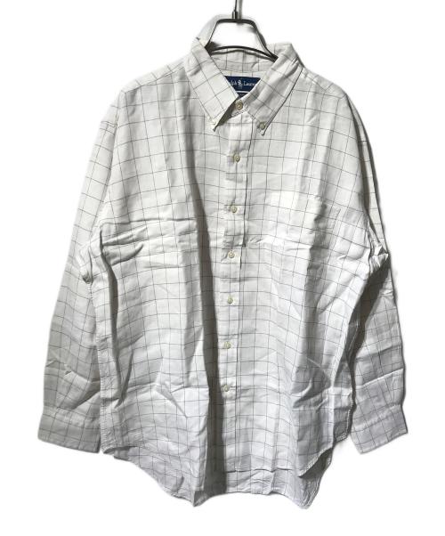 RALPH LAUREN（ラルフローレン）RALPH LAUREN (ラルフローレン) 格子チェック リネンボタンダウンシャツ/長袖シャツ ホワイト サイズ:ＬＬの古着・服飾アイテム