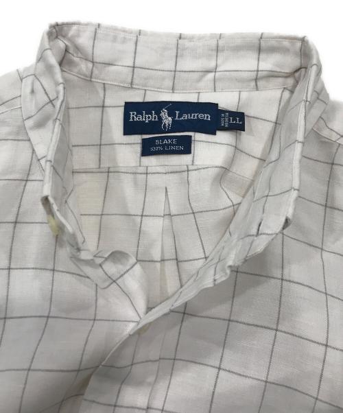 RALPH LAUREN（ラルフローレン）RALPH LAUREN (ラルフローレン) 格子チェック リネンボタンダウンシャツ/長袖シャツ ホワイト サイズ:ＬＬの古着・服飾アイテム