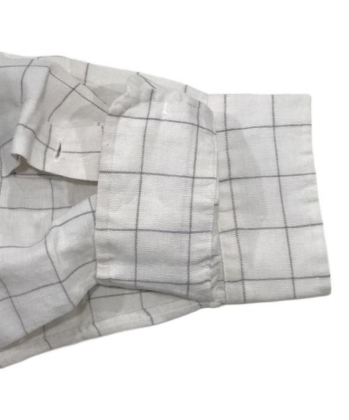 RALPH LAUREN（ラルフローレン）RALPH LAUREN (ラルフローレン) 格子チェック リネンボタンダウンシャツ/長袖シャツ ホワイト サイズ:ＬＬの古着・服飾アイテム