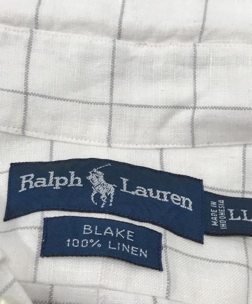 RALPH LAUREN（ラルフローレン）RALPH LAUREN (ラルフローレン) 格子チェック リネンボタンダウンシャツ/長袖シャツ ホワイト サイズ:ＬＬの古着・服飾アイテム